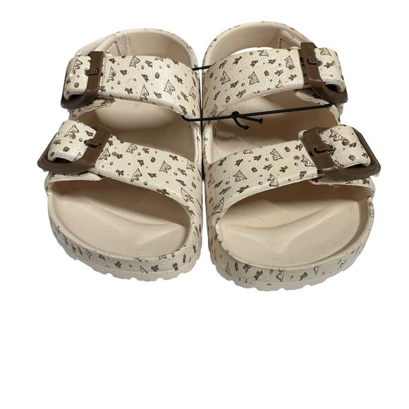Toddler Double Buckle Sandals Adjustable Cactus Print Tan Brown Back Strap 5-6 - Picture 7 of 9